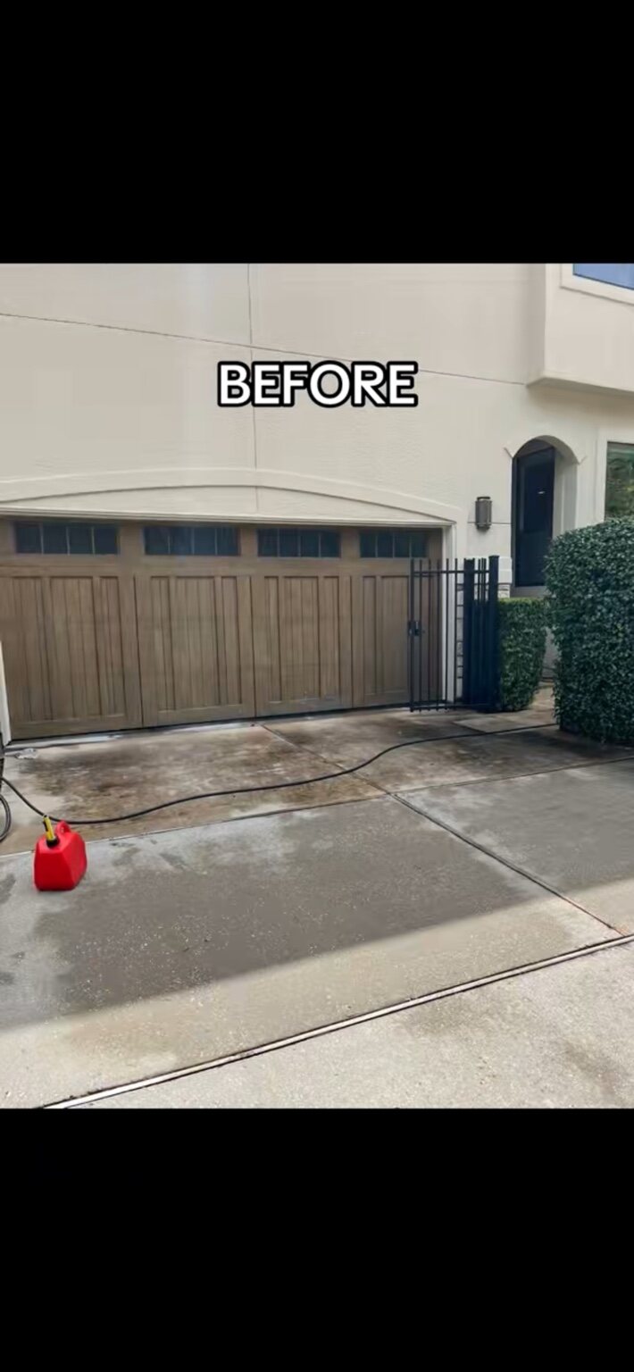 Residential driveway before pressure washing